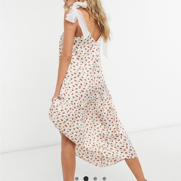 BNWT Floral Satin Dress w/ Organza Bows - Picture 3 of 8